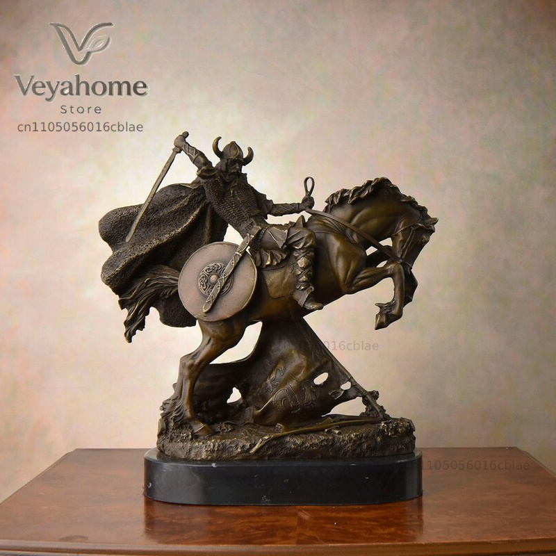 Vintage Collectible Marbles - Statua in Bronzo di Guerriero Medievale