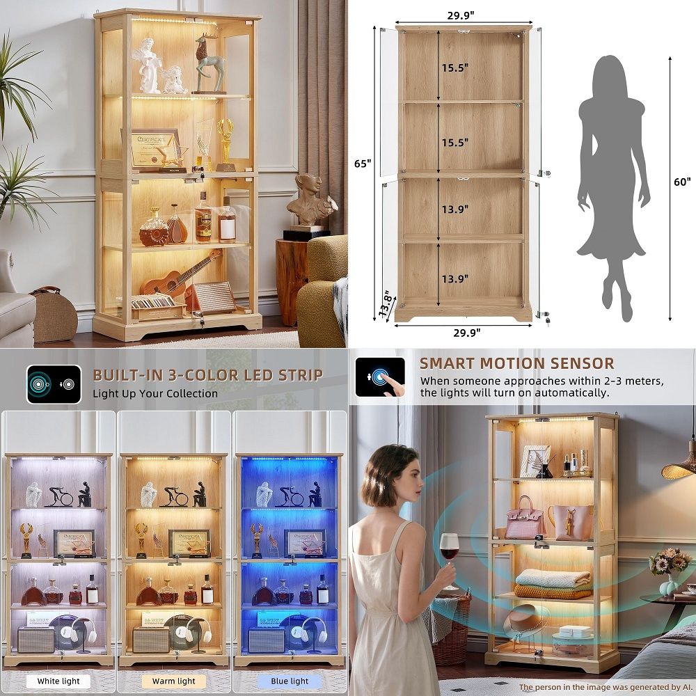 Collectible Collection - Vetrina in vetro stile rustico con